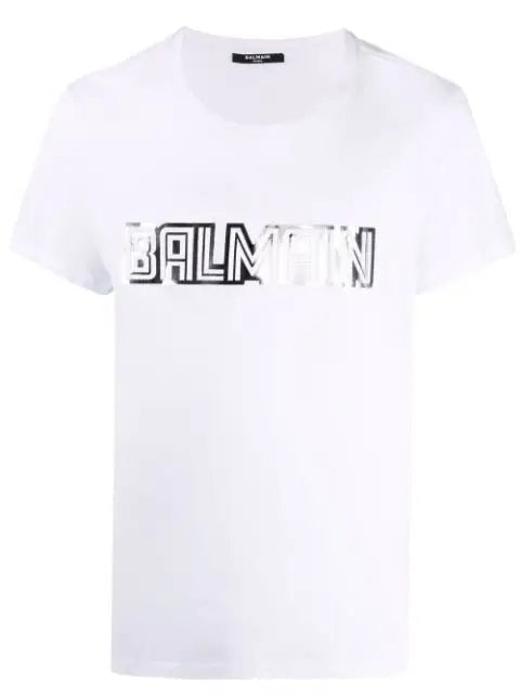 BLM Metallic-Logo Crew-Neck White T-shirt - Styledistrict