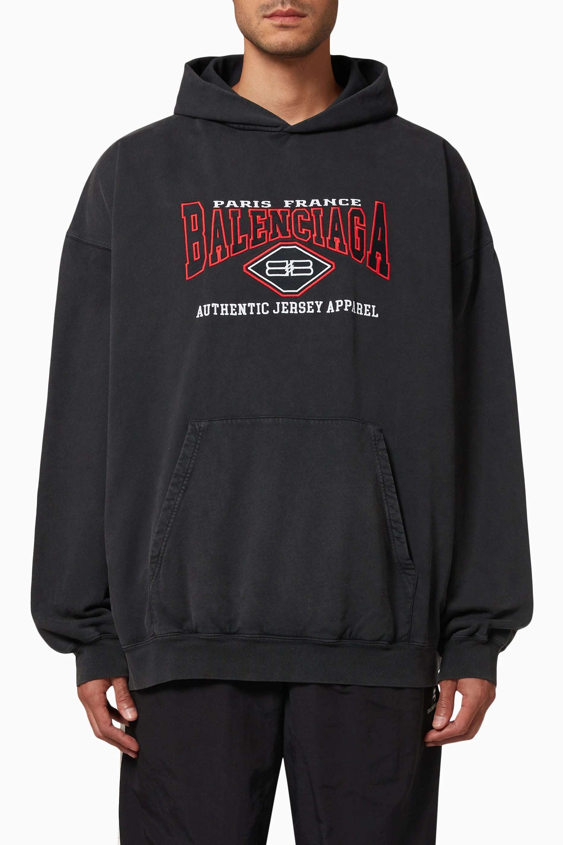 BLCG Logo-Embroidered Oversized Black Hoodie - Styledistrict