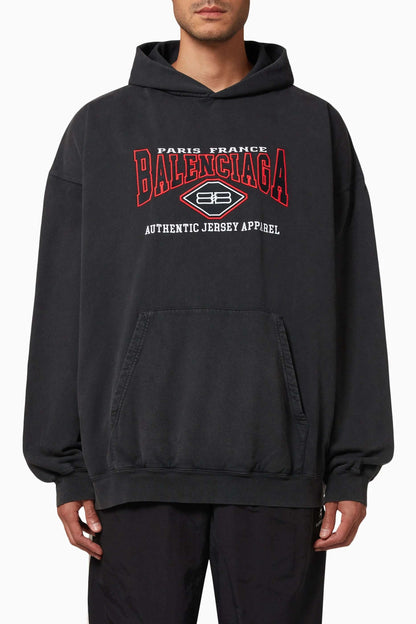 BLCG Logo-Embroidered Oversized Black Hoodie - Styledistrict