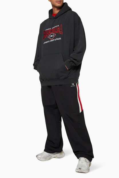 BLCG Logo-Embroidered Oversized Black Hoodie - Styledistrict