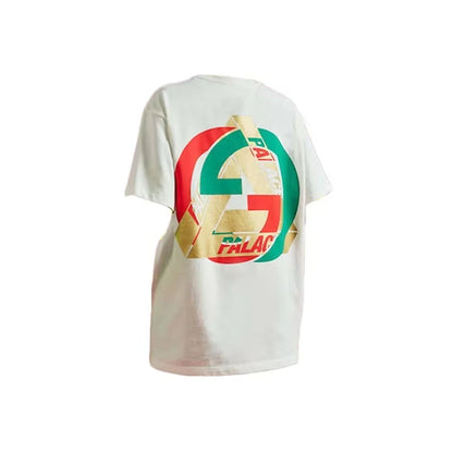 GUC x Palace Tri-Ferg Heavy Cotton Printed White T-shirt - Styledistrict