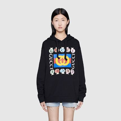 GUC apple-print hoodie Black Hoodie - Styledistrict