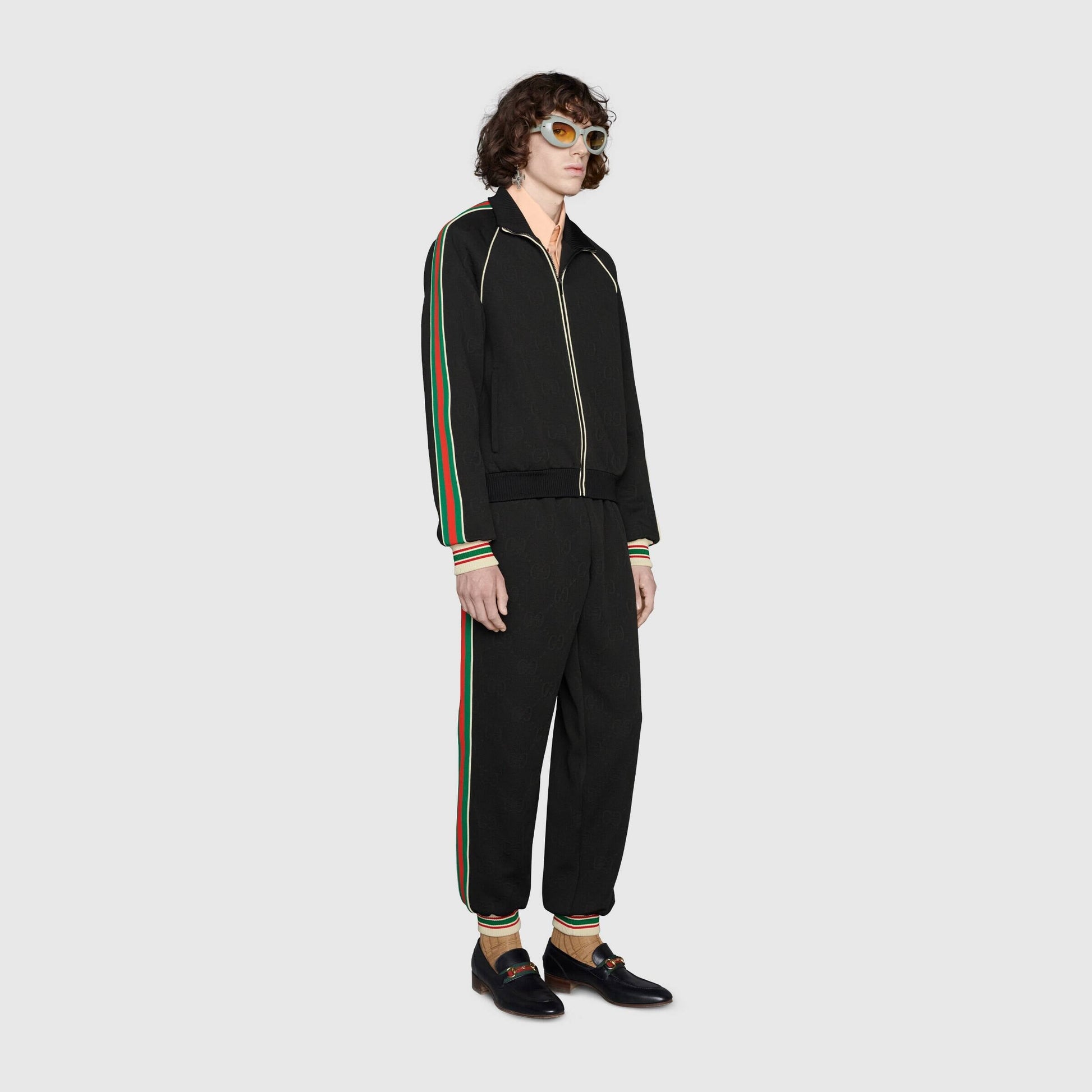 GUC GG Jacquard Black Cotton Tracksuit Set - Styledistrict