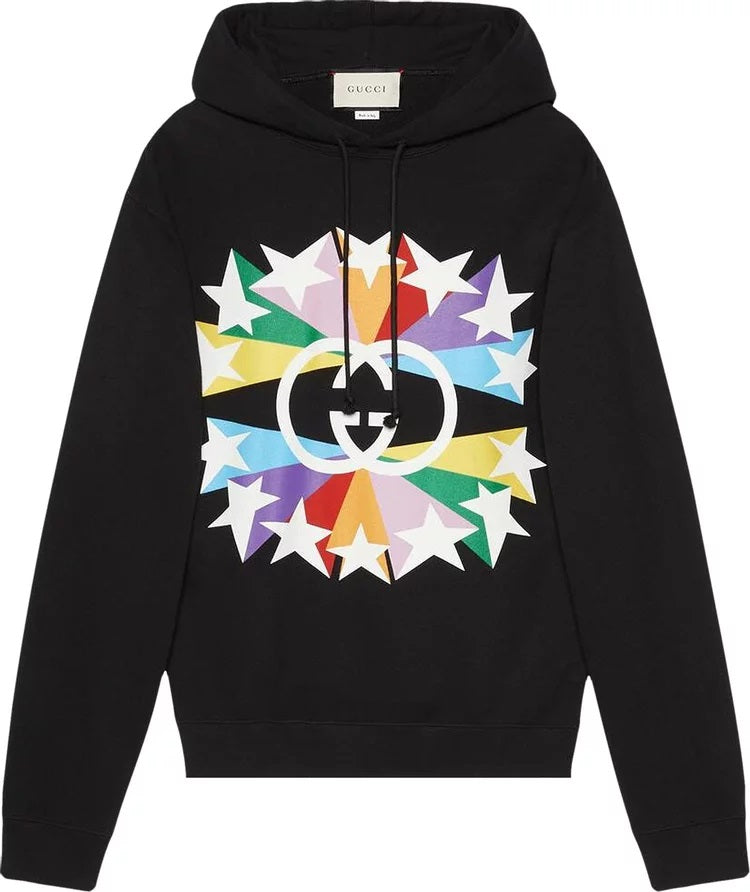 GUC Interlocking G star burst print cotton Hoodie - Styledistrict