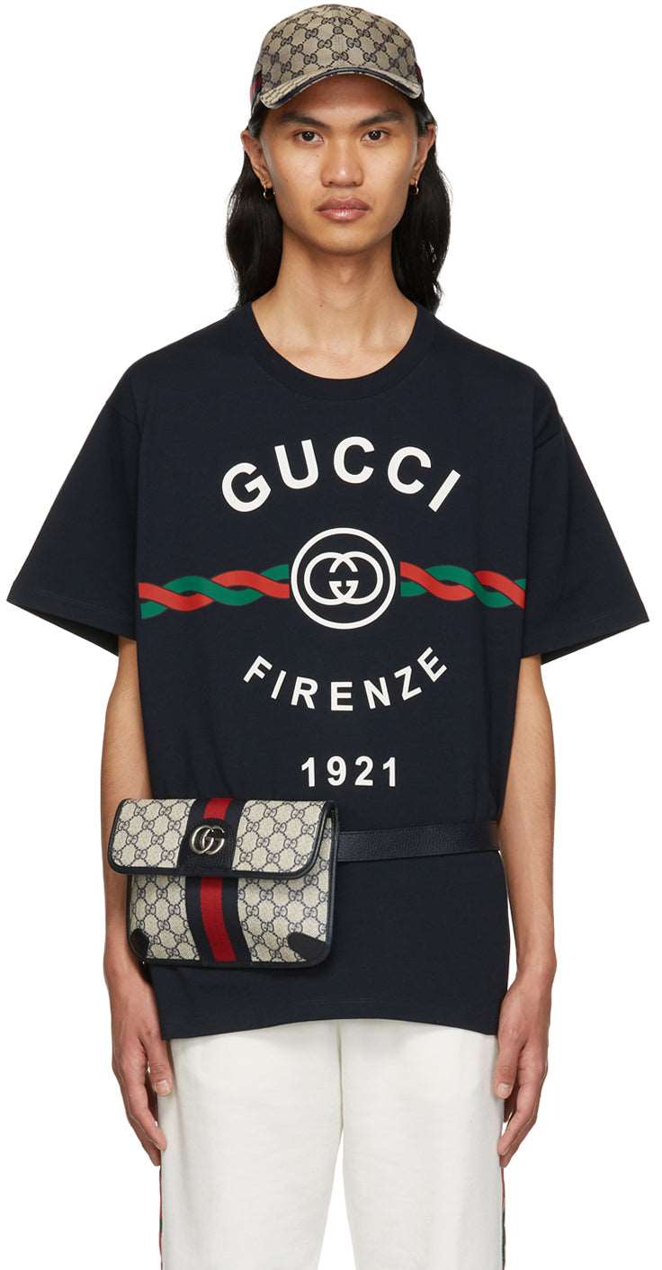 GUC Firenze 1921 Dark Blue Cotton T-shirt - Styledistrict